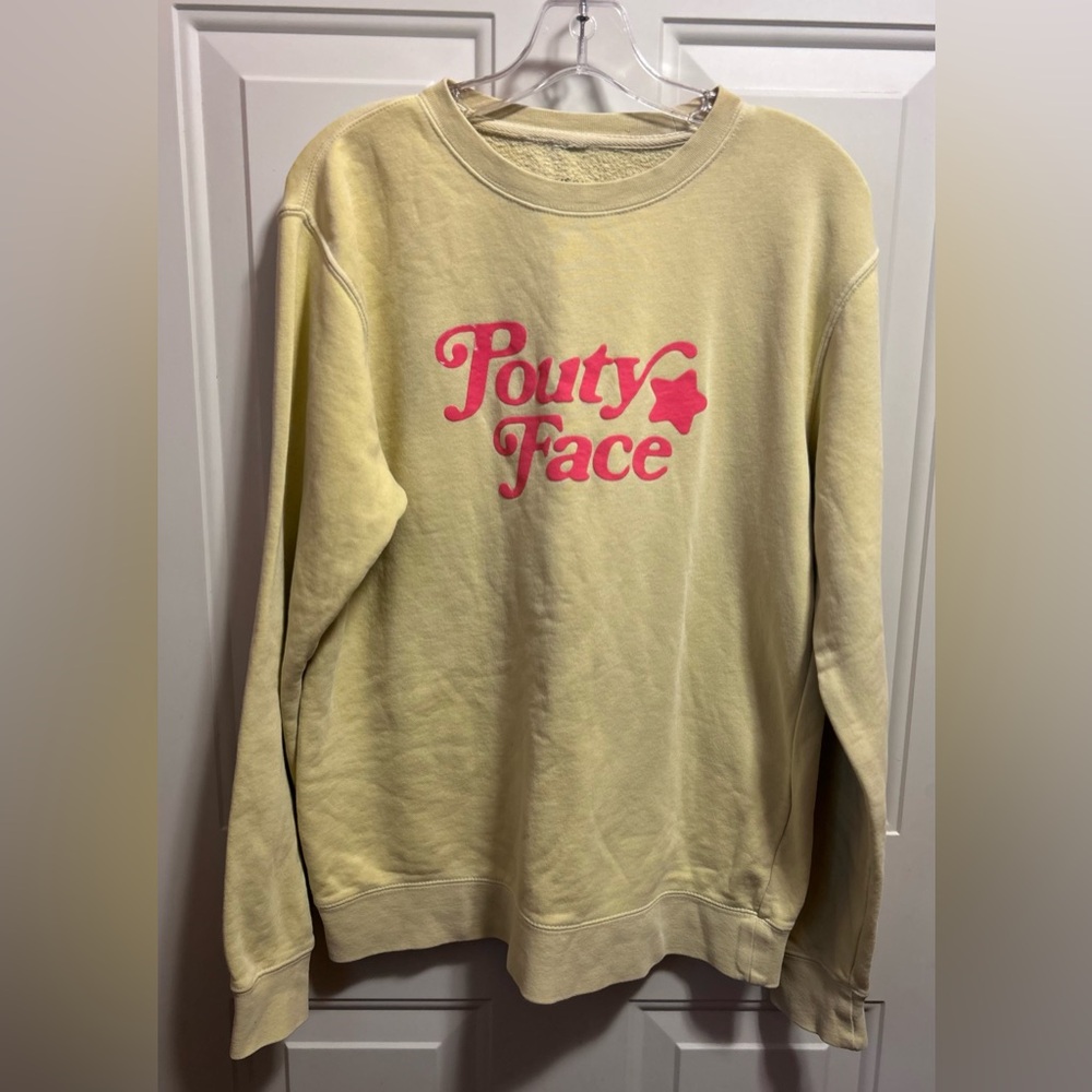 “Pouty Face” Yellow Crewneck Sweatshirt